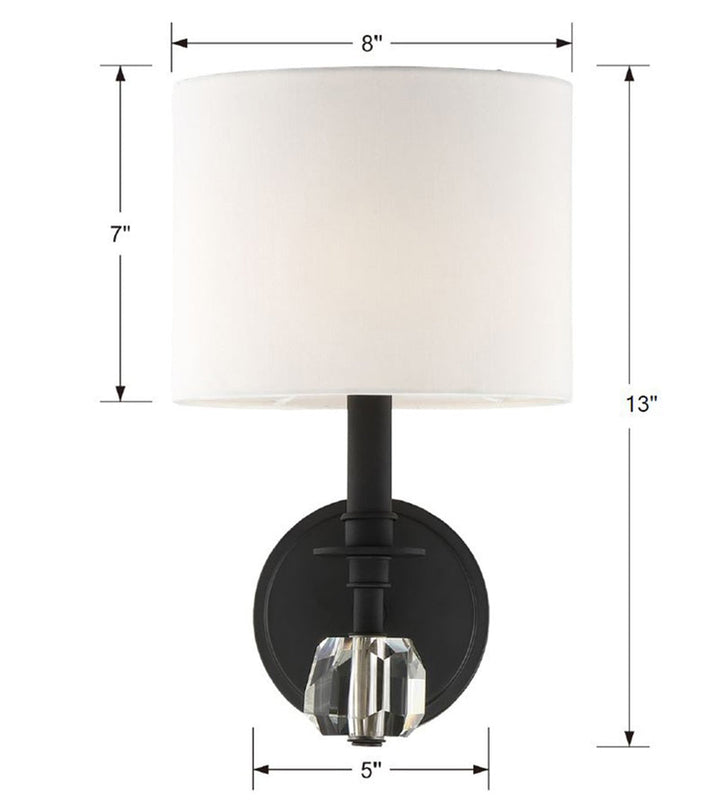 Chimes 1 Light Black Forged Sconce Crystorama