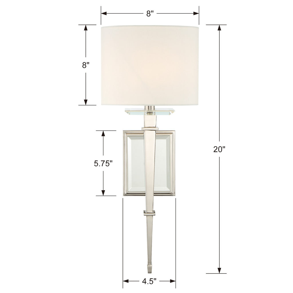 Clifton 1 Light Polished Nickel Sconce Crystorama