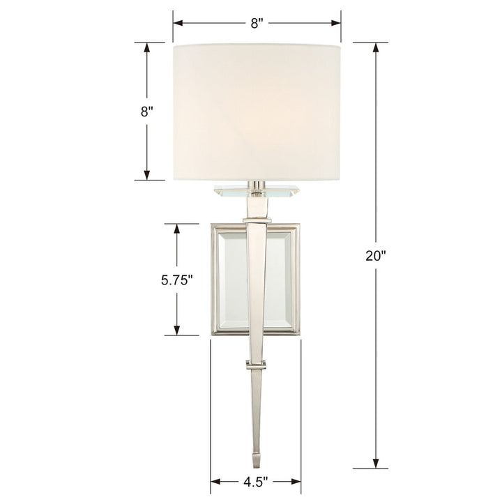 Clifton 1 Light Polished Nickel Sconce Crystorama