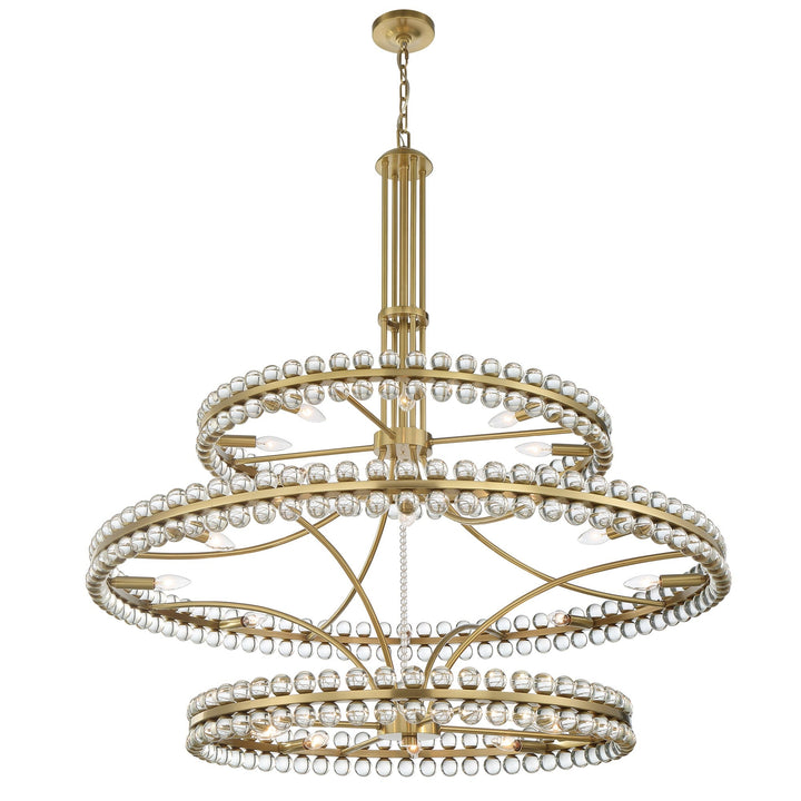 Clover 24 Light Aged Brass Chandelier Crystorama