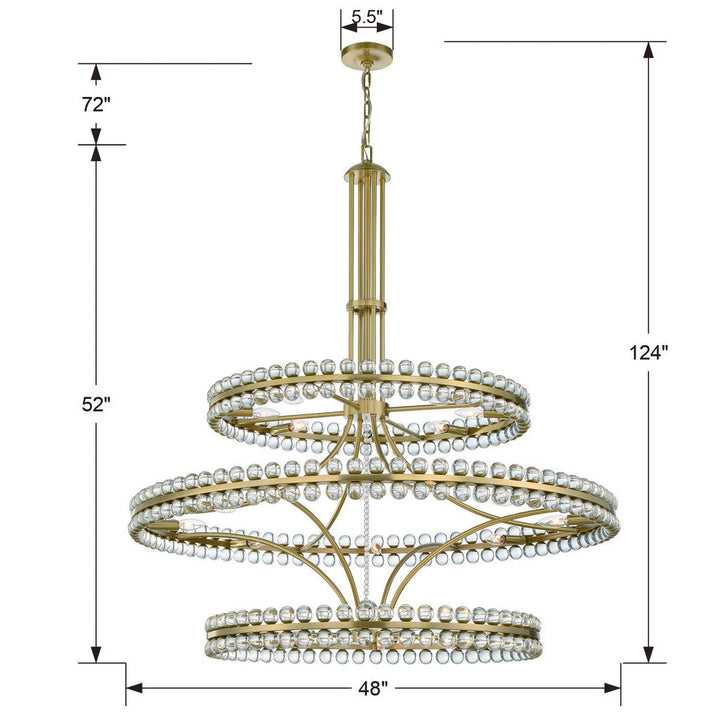 Clover 24 Light Aged Brass Chandelier Crystorama