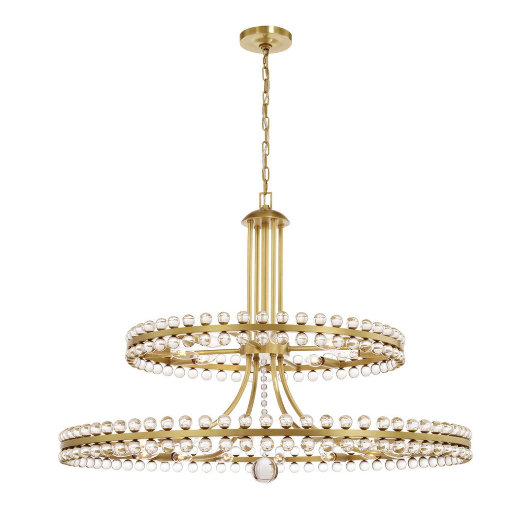 Clover 24 Light Aged Brass Two-tier Chandelier Crystorama