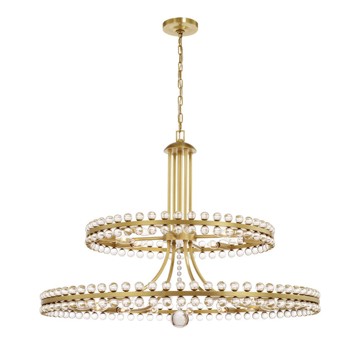 Clover 24 Light Aged Brass Two-tier Chandelier Crystorama