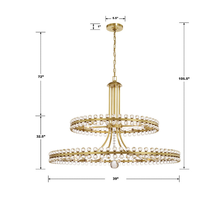 Clover 24 Light Aged Brass Two-tier Chandelier Crystorama