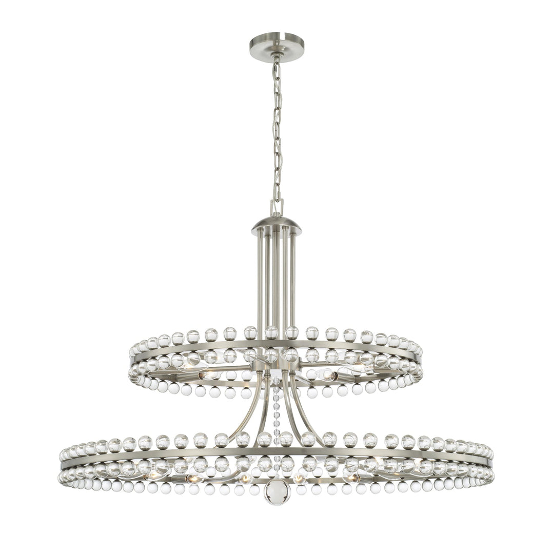 Clover 24 Light Brushed Nickel Two Tier Chandelier Crystorama