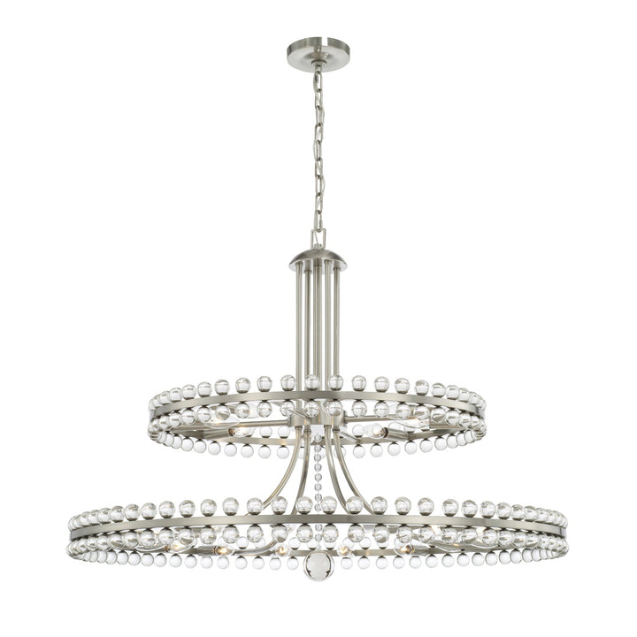 Clover 24 Light Brushed Nickel Two Tier Chandelier Crystorama