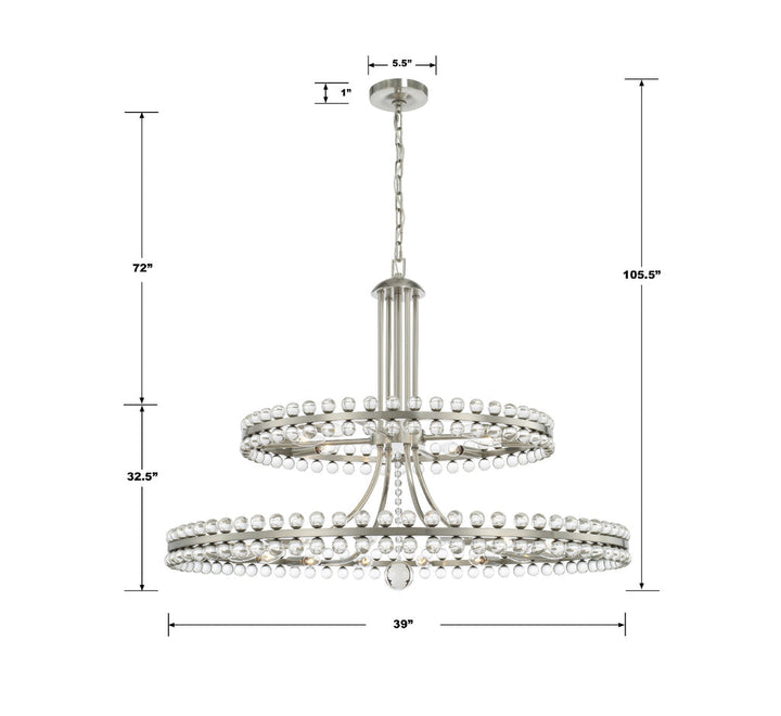 Clover 24 Light Aged Brass Two-tier Chandelier Crystorama