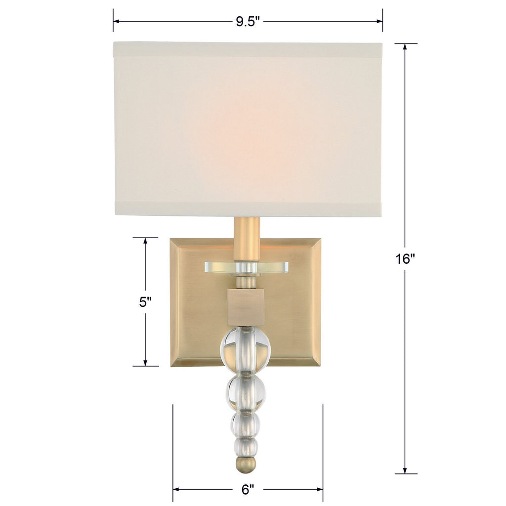 Clover 1 Light Aged Brass Sconce Crystorama