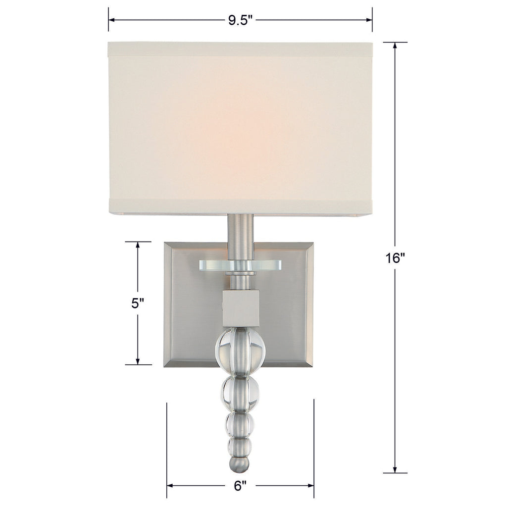 Clover 1 Light Brushed Nickel Sconce Crystorama