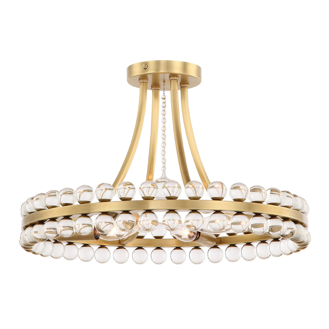 Crystorama Crystorama Clover 4 Light Aged Brass Semi Flush Mount