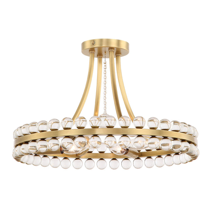 Crystorama Crystorama Clover 4 Light Aged Brass Semi Flush Mount