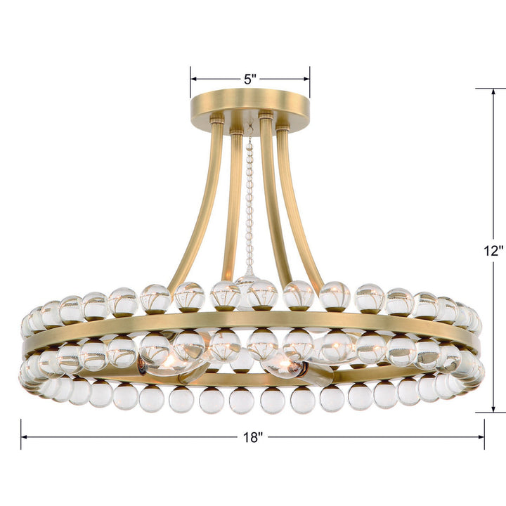 Crystorama Crystorama Clover 4 Light Aged Brass Semi Flush Mount