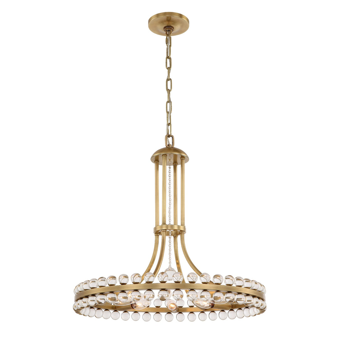 Clover 8 Light Aged Brass Chandelier Crystorama