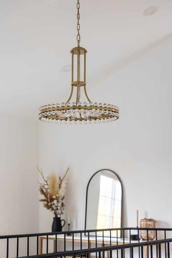 Clover 8 Light Aged Brass Chandelier Crystorama