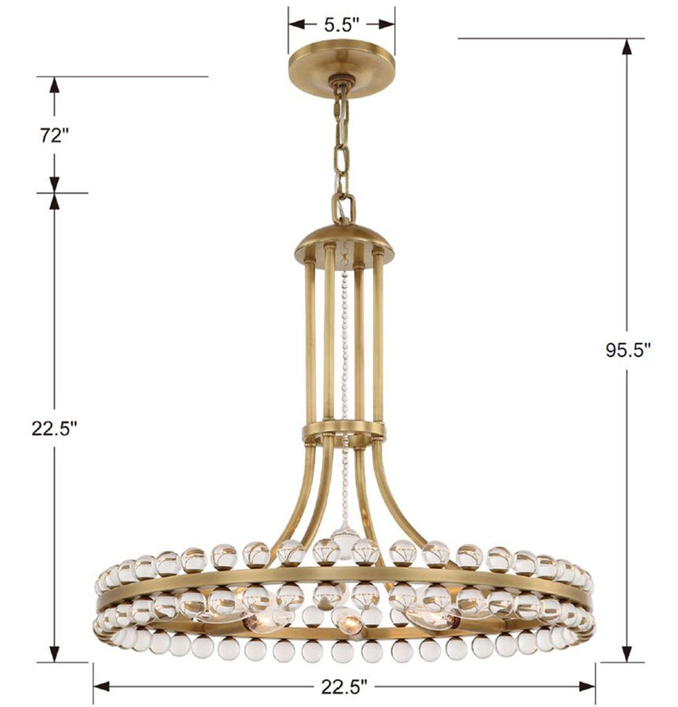 Clover 8 Light Aged Brass Chandelier Crystorama