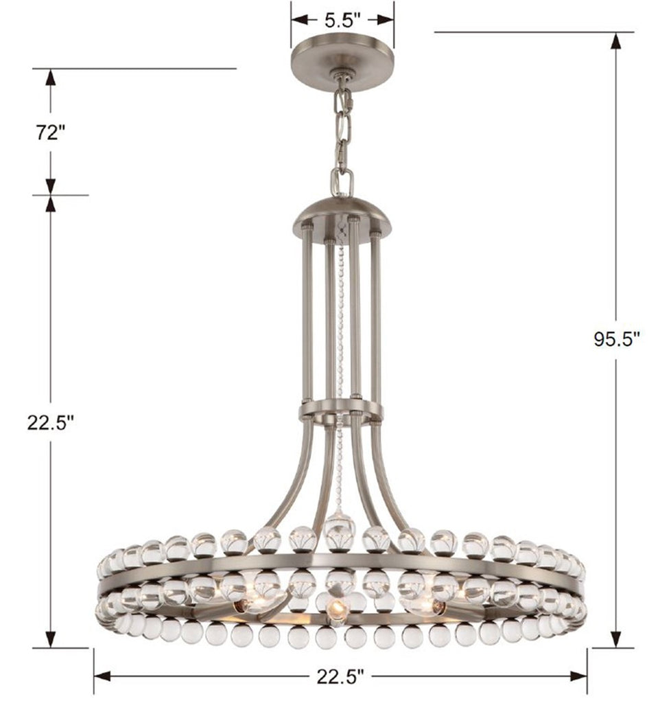 Clover 8 Light Brushed Nickel Chandelier Crystorama