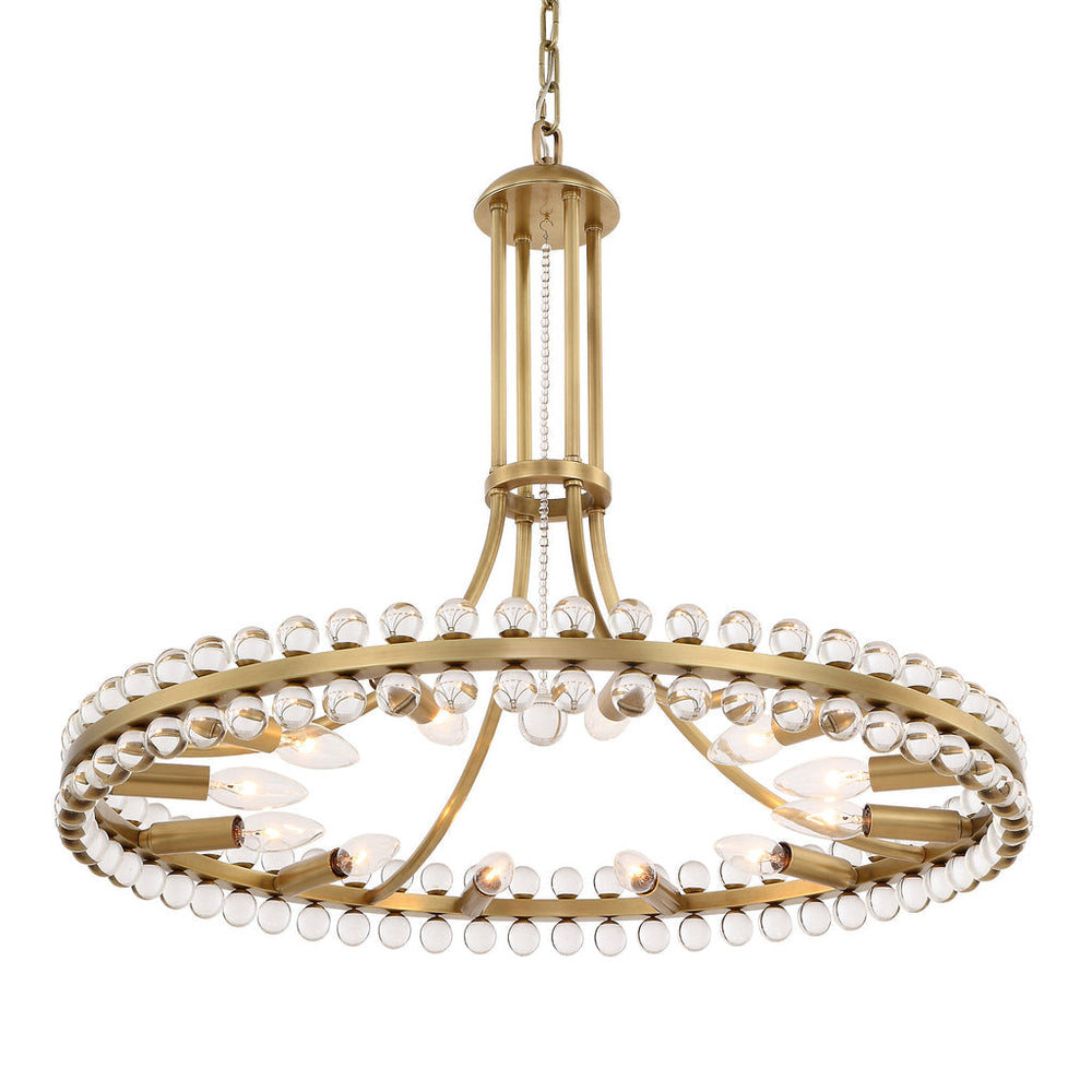 Clover 12 Light Aged Brass Chandelier Crystorama