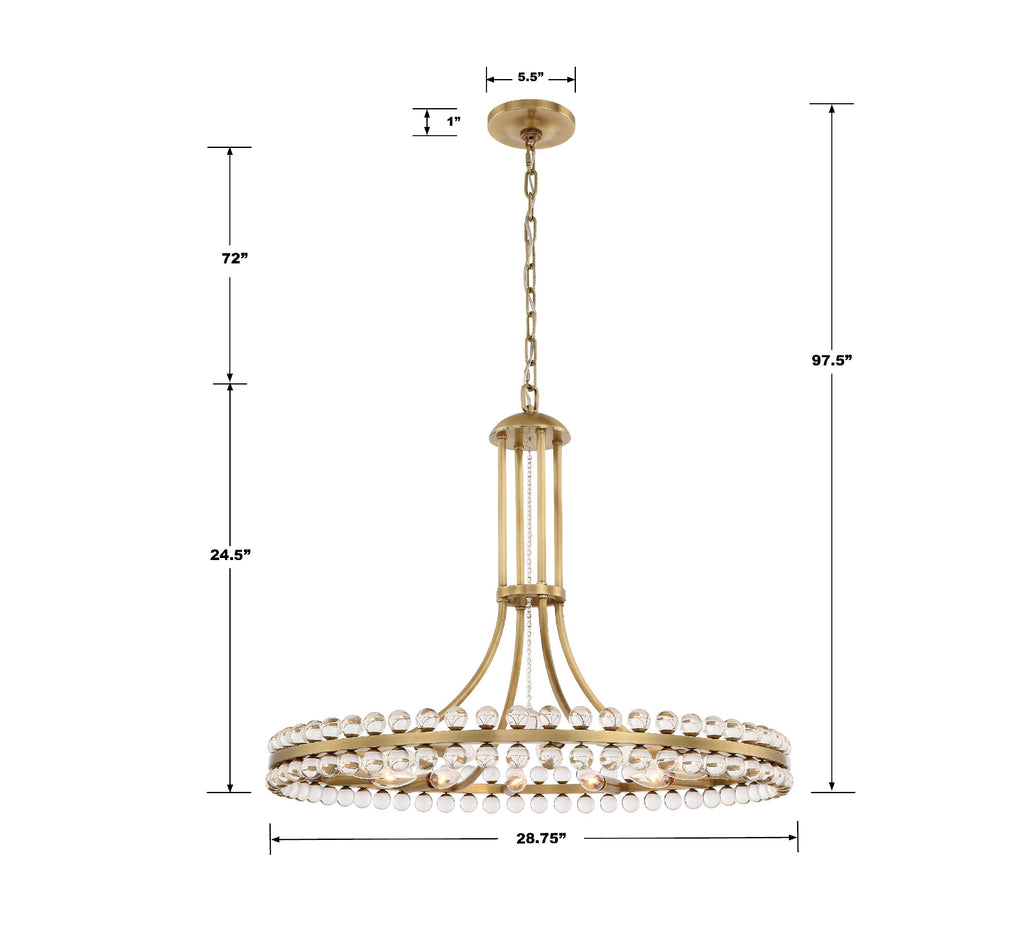 Clover 12 Light Aged Brass Chandelier Crystorama