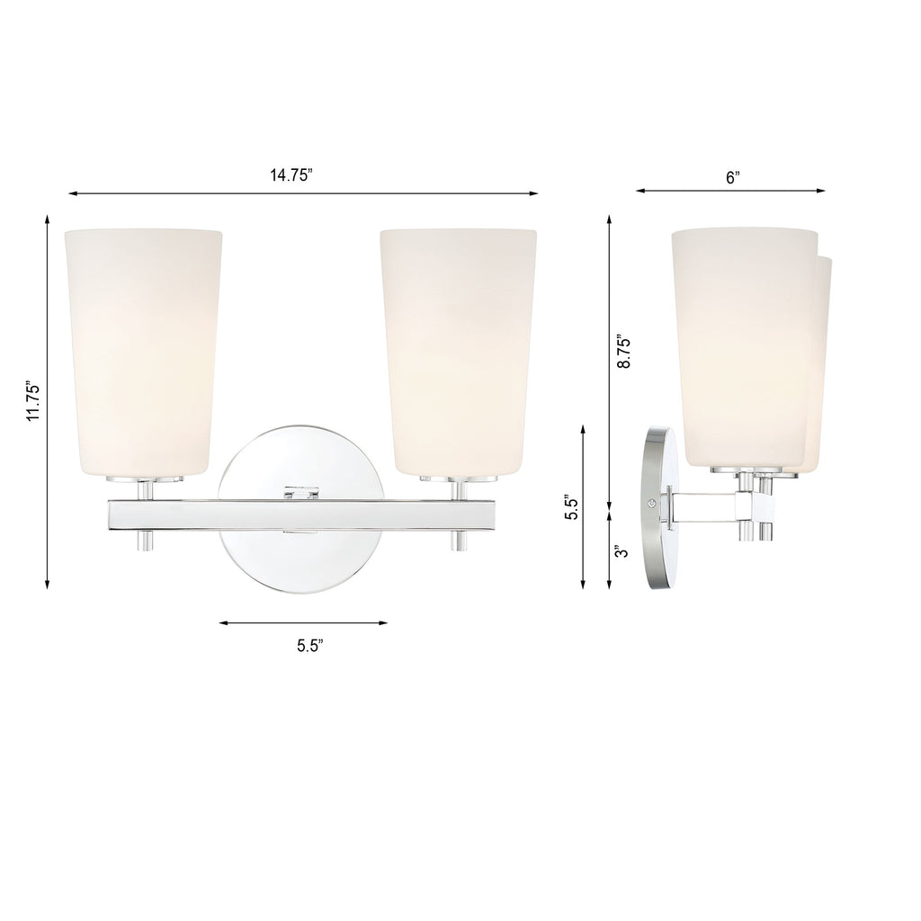 Crystorama Crystorama Colton 2 Light Polished Chrome Bathroom Vanity