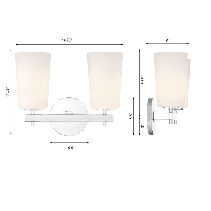 Crystorama Crystorama Colton 2 Light Polished Chrome Bathroom Vanity