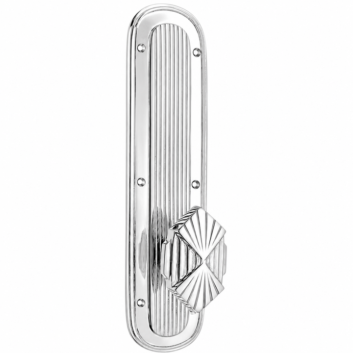 Art Deco Lined Backplate Door Set with Art Deco Fanfare Door Knobs (Several Finishes Available)