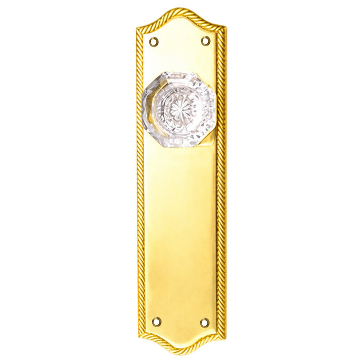 Arched Georgian Roped Backplate Door Set with Fluted Crystal Door Knobs (Several Finishes Available)