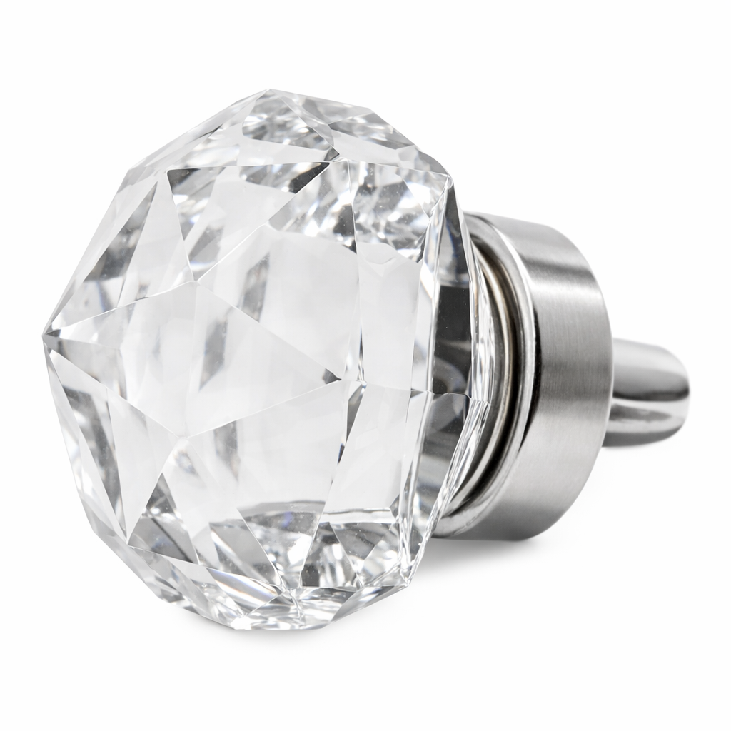1 Inch Diamond Cut Crystal Clear Glass Cabinet & Furniture Knob
