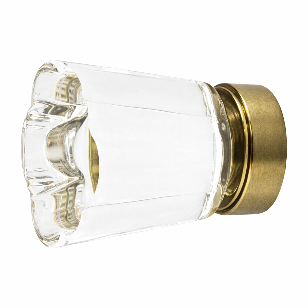 1 1/4 Inch Clear Crystal Glass Forza Cabinet & Furniture Knob