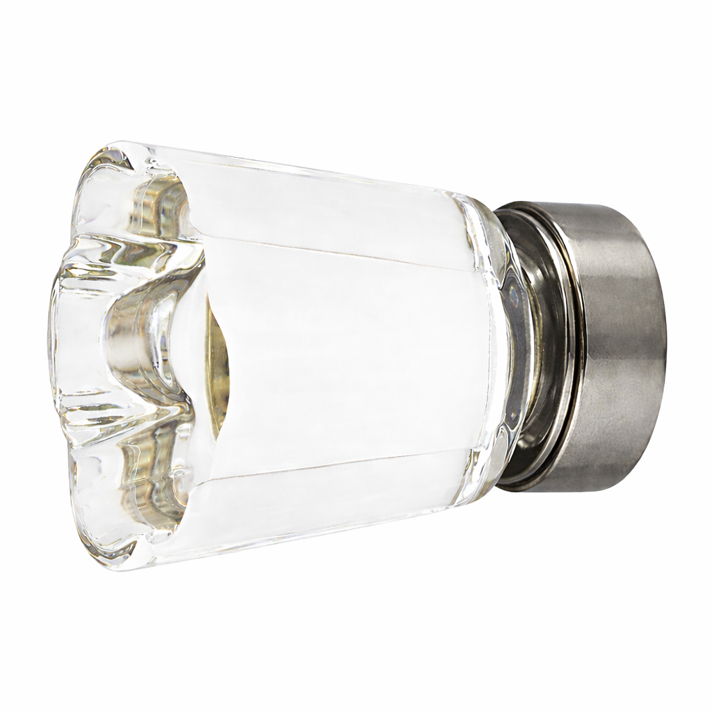 1 1/4 Inch Clear Crystal Glass Forza Cabinet & Furniture Knob