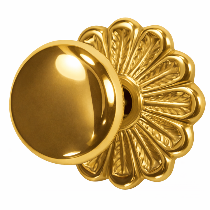 Maltesia Flower Rosette Door Set with Round Brass Door Knobs (Several Finishes Available)