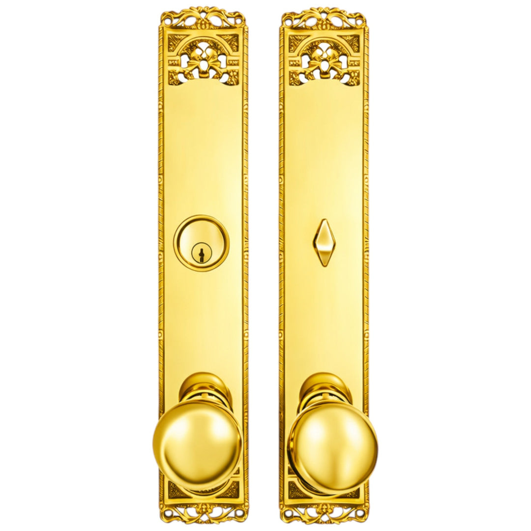 Long Cornice Plate Single Door Deadbolt Entryway Set (Several Finish & Knob Options)