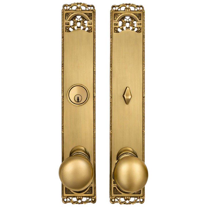 Long Cornice Plate Single Door Deadbolt Entryway Set (Several Finish & Knob Options)