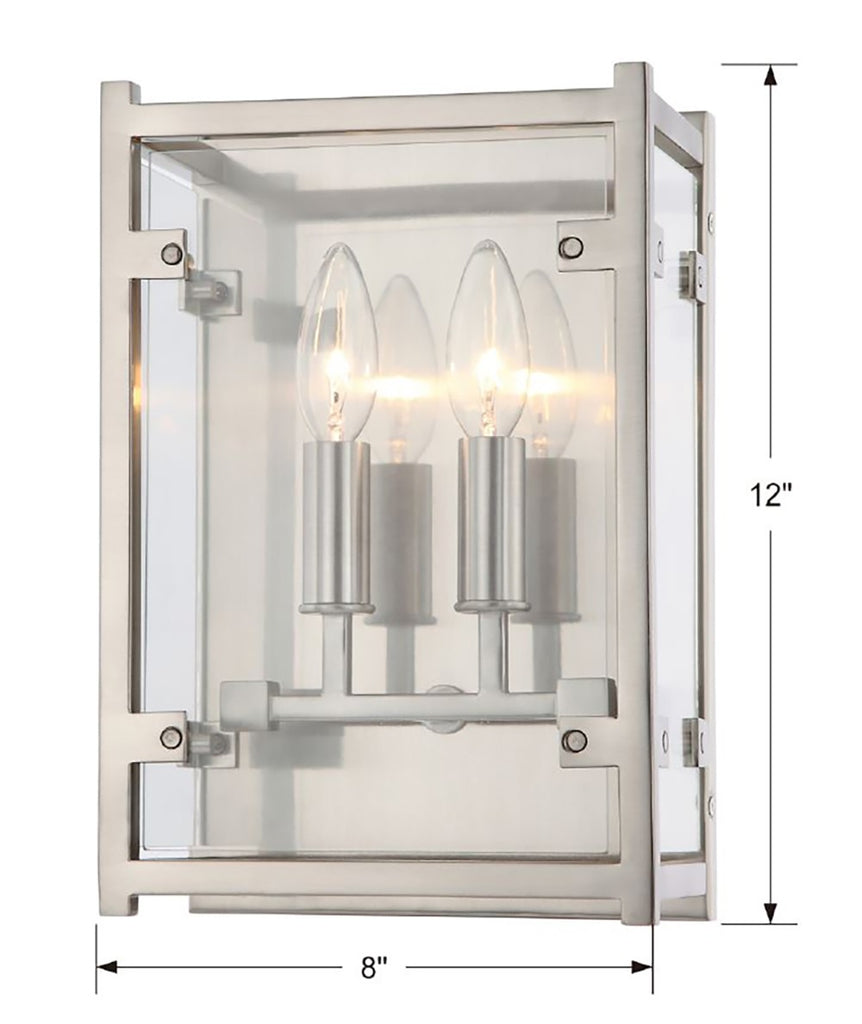 Danbury 2 Light Brushed Nickel Sconce Crystorama