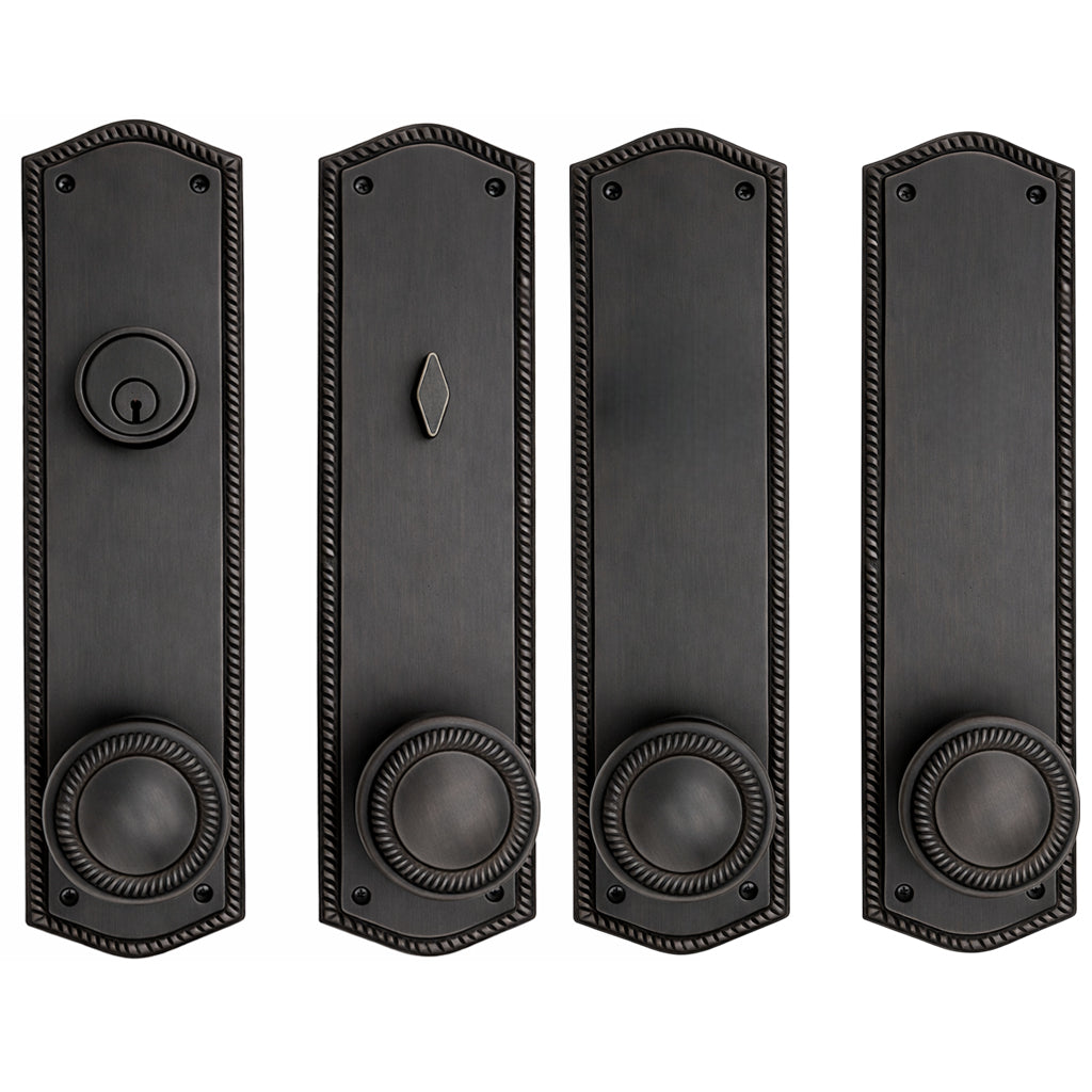 Georgian Roped Oval Double Door Deadbolt Entryway Set (Several Finishes Available)