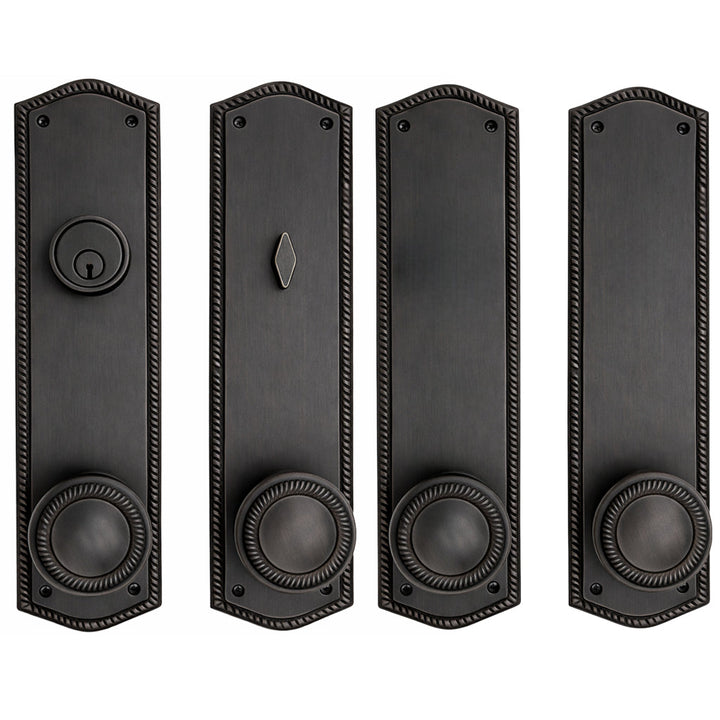Georgian Roped Oval Double Door Deadbolt Entryway Set (Several Finishes Available)