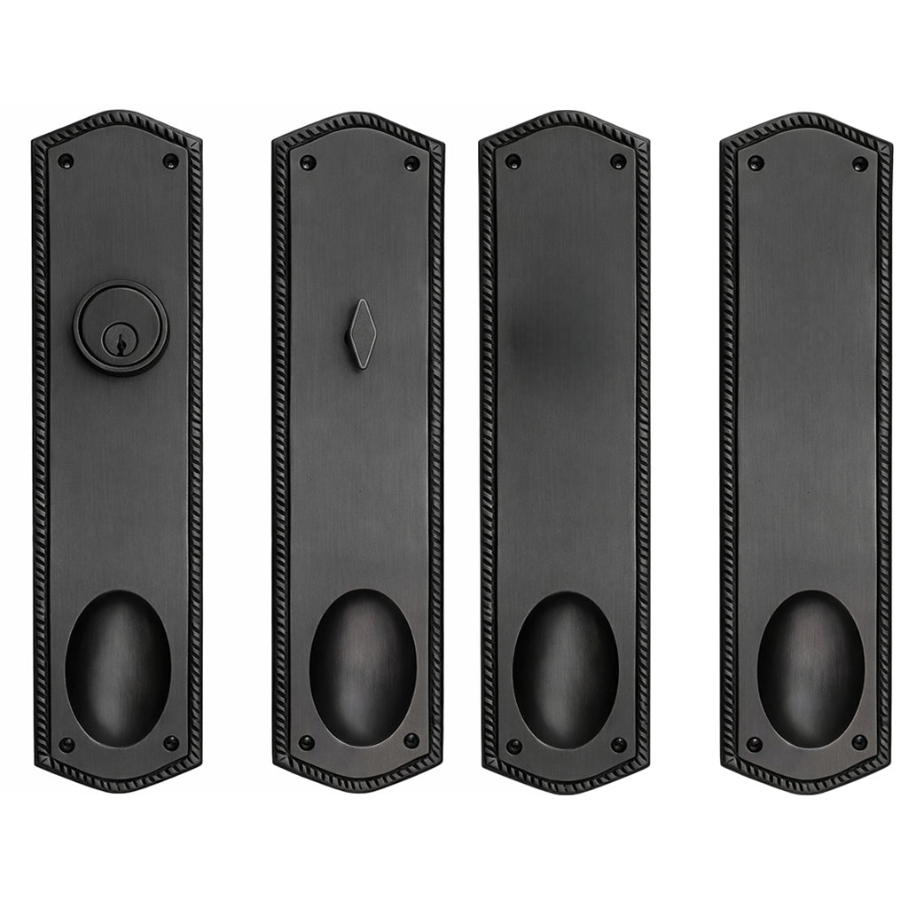 Georgian Roped Oval Double Door Deadbolt Entryway Set (Several Finishes Available)