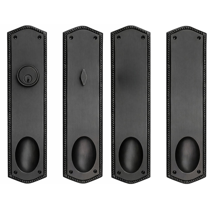 Georgian Roped Oval Double Door Deadbolt Entryway Set (Several Finishes Available)