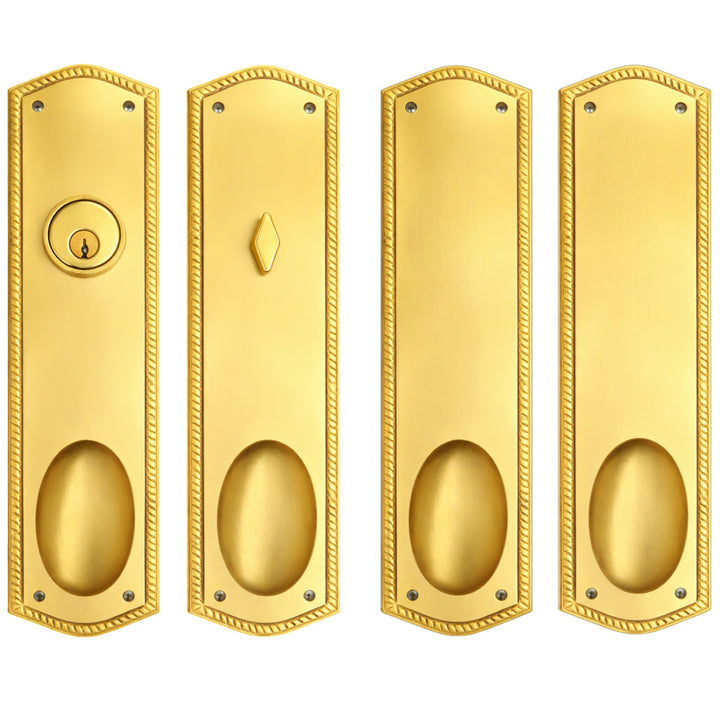 Georgian Roped Oval Double Door Deadbolt Entryway Set (Several Finishes Available)