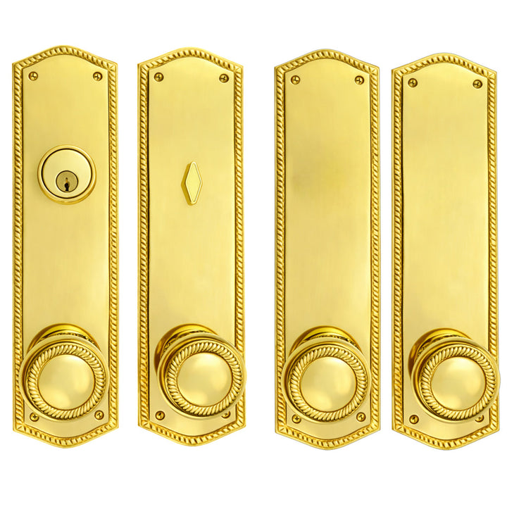 Georgian Roped Oval Double Door Deadbolt Entryway Set (Several Finishes Available)