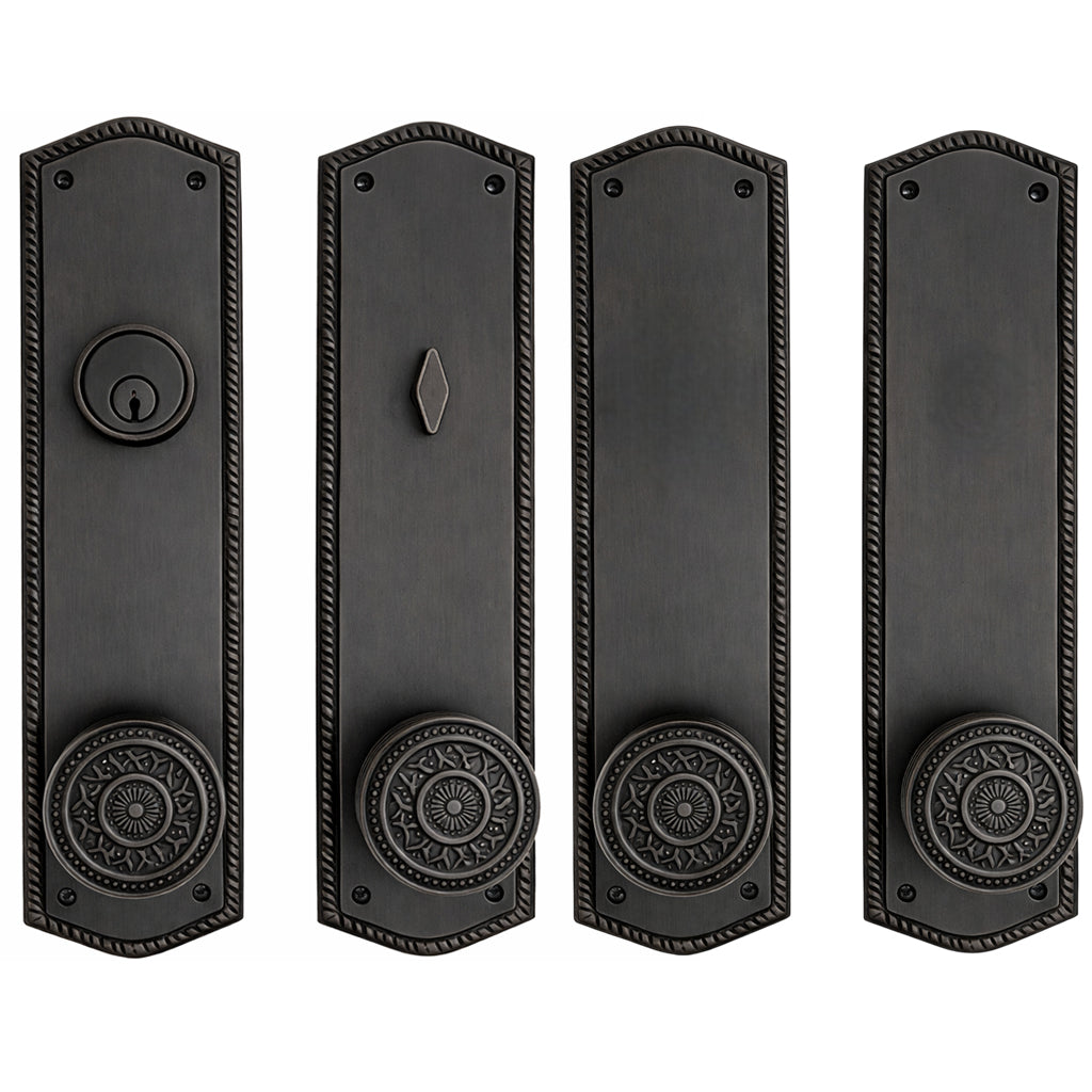 Georgian Roped Oval Double Door Deadbolt Entryway Set (Several Finishes Available)