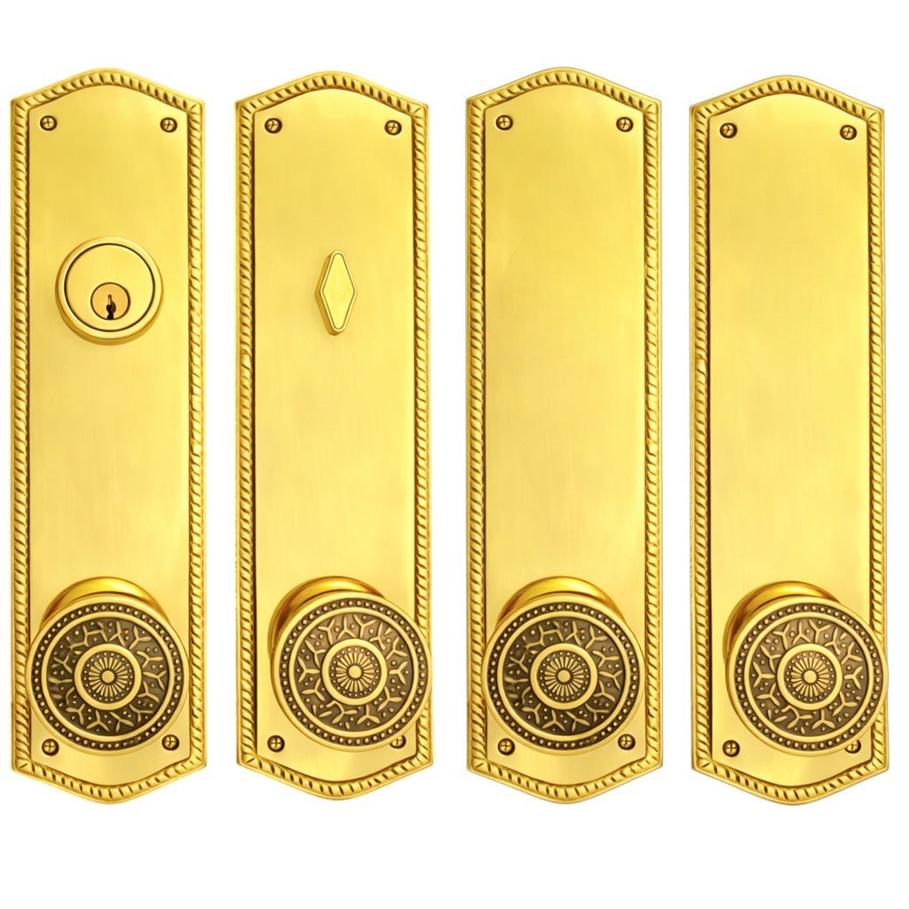 Georgian Roped Oval Double Door Deadbolt Entryway Set (Several Finishes Available)