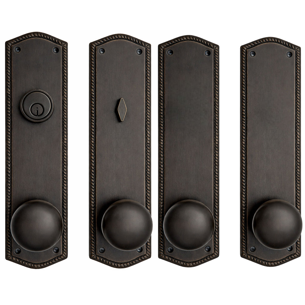 Georgian Roped Oval Double Door Deadbolt Entryway Set (Several Finishes Available)