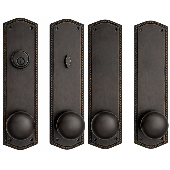 Georgian Roped Oval Double Door Deadbolt Entryway Set (Several Finishes Available)