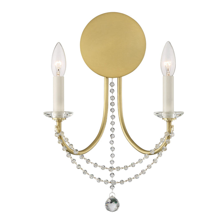 Delilah 2 Light Aged Brass Sconce Crystorama