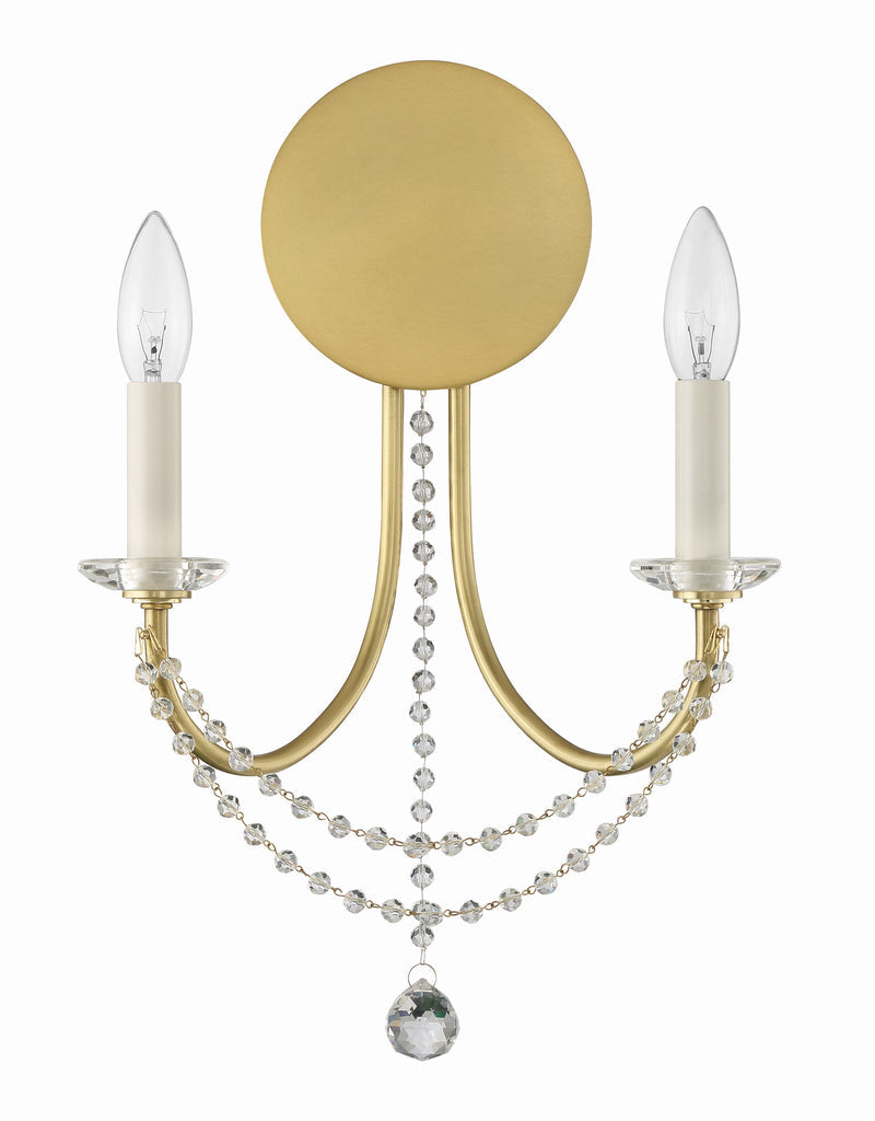 Delilah 2 Light Aged Brass Sconce Crystorama