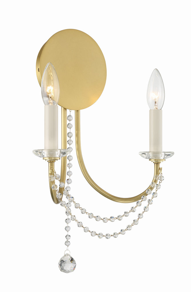 Delilah 2 Light Aged Brass Sconce Crystorama