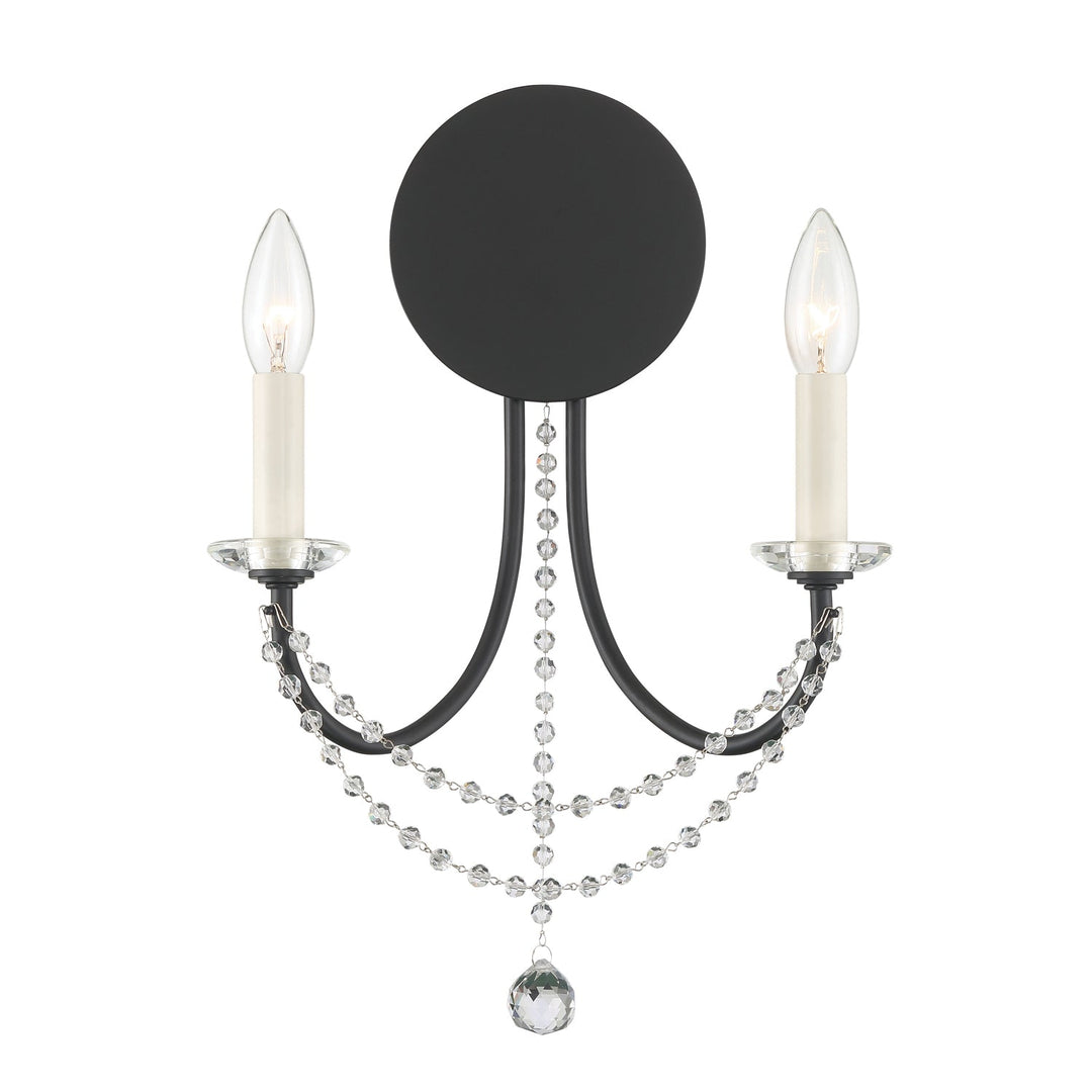 Delilah 2 Light Matte Black Sconce Crystorama