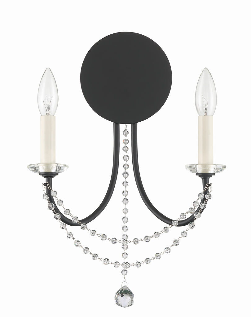 Delilah 2 Light Matte Black Sconce Crystorama