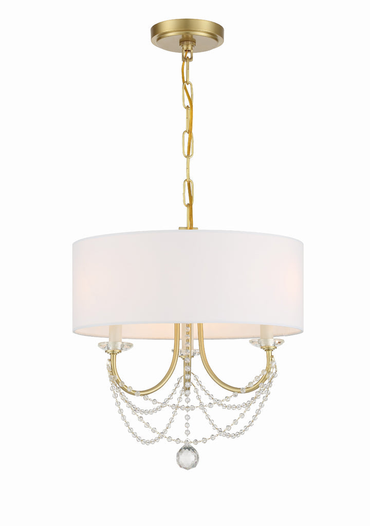 Delilah 3 Light Aged Brass Mini Chandelier Crystorama