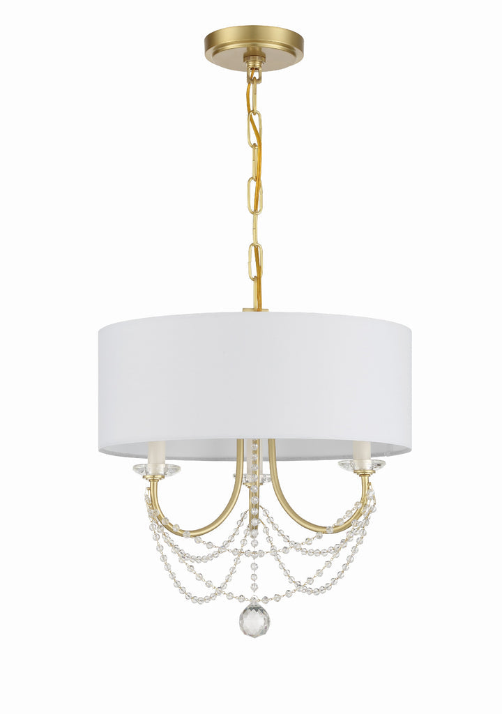 Delilah 3 Light Aged Brass Mini Chandelier Crystorama